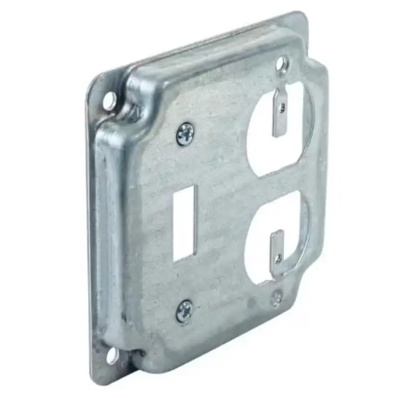 4 In. X 4 In. Square Toggle Switch/duplex Outlet Cover - Steel