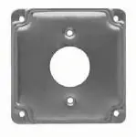 4-inch Flat Corner Square Single Receptacle Box Cover, Steel, Exposed Work