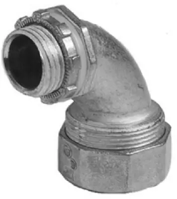 1/2-inch Multi-piece Liquid Tight Straight Connector, 90-degree, Die Cast Zinc