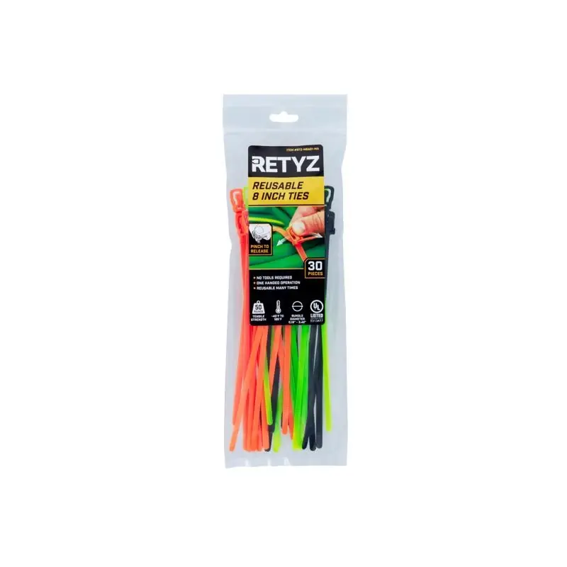 RETYZ EveryTie 8 In. L Assorted Cable Tie 30 Pk