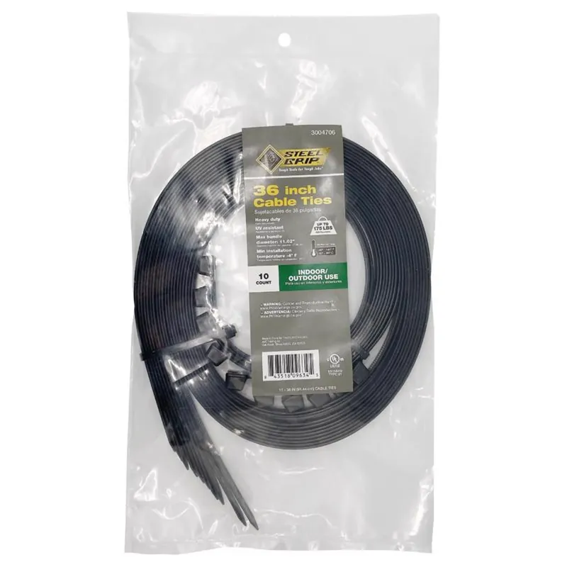 Steel Grip 36 In. L Black Cable Tie 10 Pk