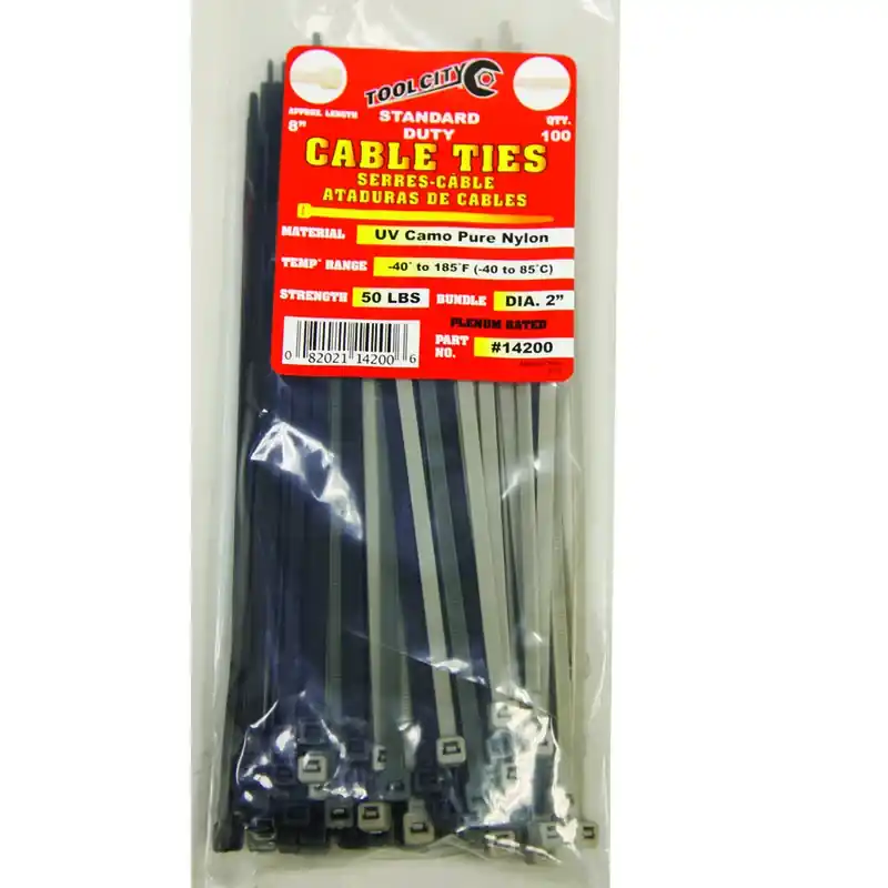 Tool City 8 In. L Camo Cable Tie 100 Pk