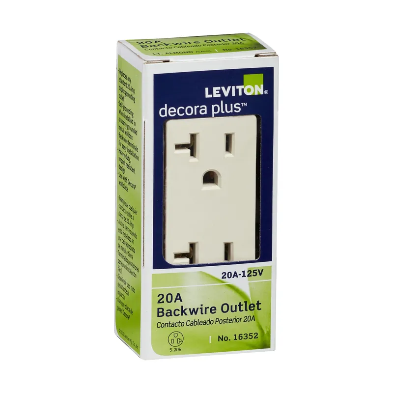 Leviton Decora Plus 20 Amps 125 V Duplex Light Almond Outlet 5-20R 1 Pk