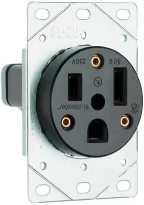 Pass & Seymour Power Outlet, Flush-Mount, Black, 250-Volt, 50-Amp