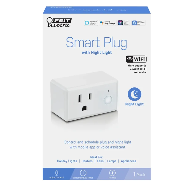 Smart Plug With Night Light 1-15r Residential Plastic Wi-fi Enabled