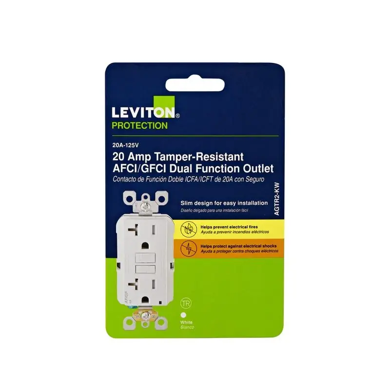 Leviton 20 Amps 125v Tamper Resistant White Afci/gfci Dual Function Outlet 5-20r