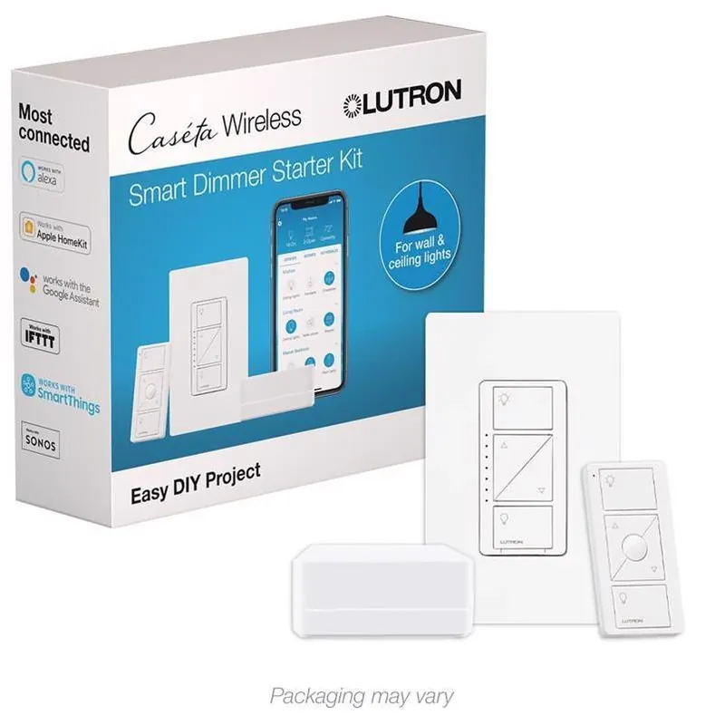 Lutron Caseta Wireless Smart Dimmer Switch – 150W White, Single‑Pole With Remote