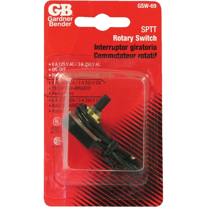 Gardner Bender 6 Amps Single Pole Rotary Switch Black 1 Pk