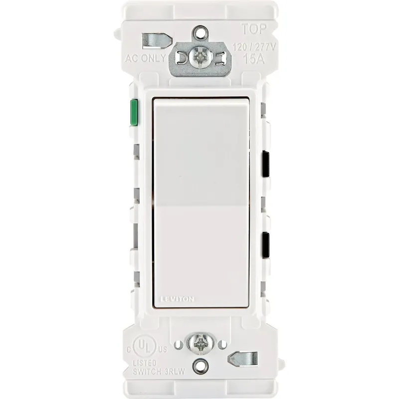 Leviton Lever Edge 15 Amps Single Pole Rocker Rocker Switch White 1 Pk