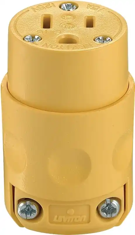 15a 125v 3-wire 2-pole Residential Grade Cord Connector, Yellow