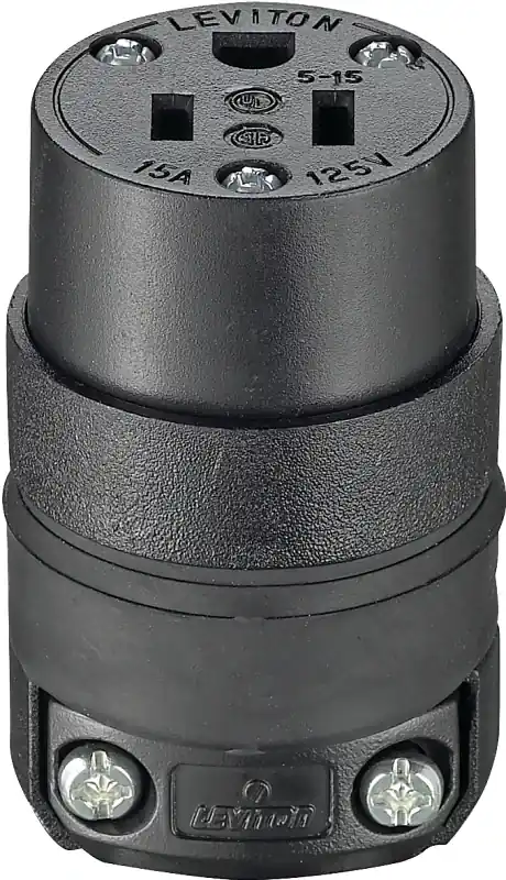 15a 125v 3-wire 2-pole Rubber Ground Connector For Rough Use