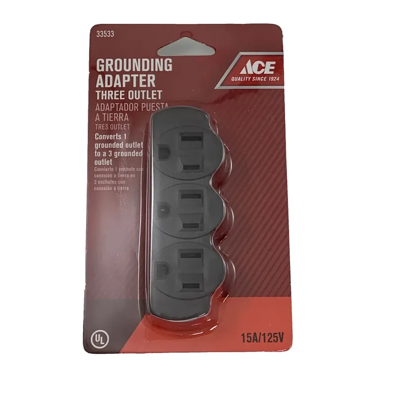 Ace Grounded 3 Outlets Triple Outlet Adapter 1 Pk