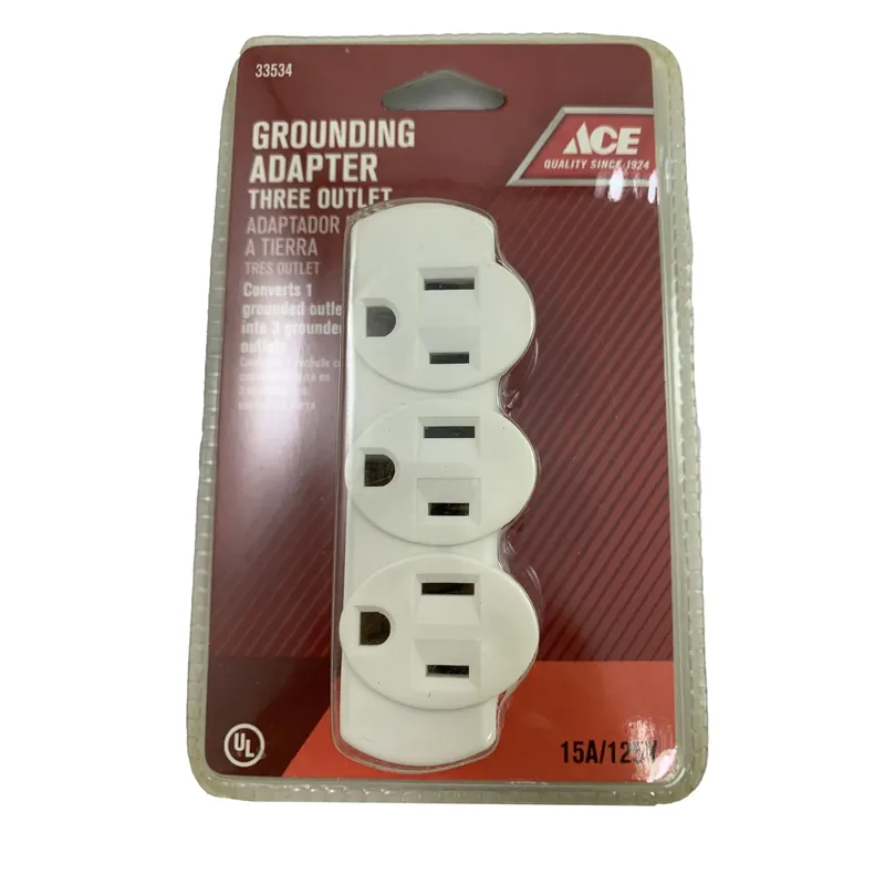 Ace Grounded 3 Outlets Triple Outlet Adapter 1 Pk