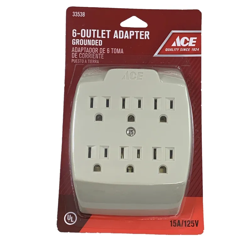 Ace Grounded 6 Outlets 6-Outlet Adapter 1 Pk