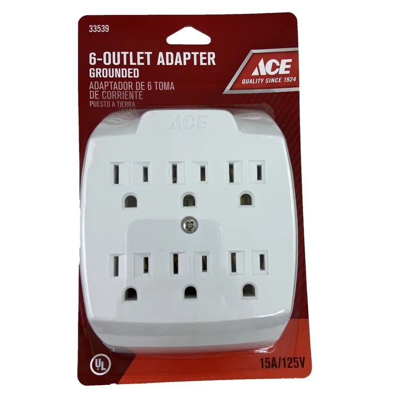 Ace Grounded 6 Outlets 6-Outlet Adapter 1 Pk