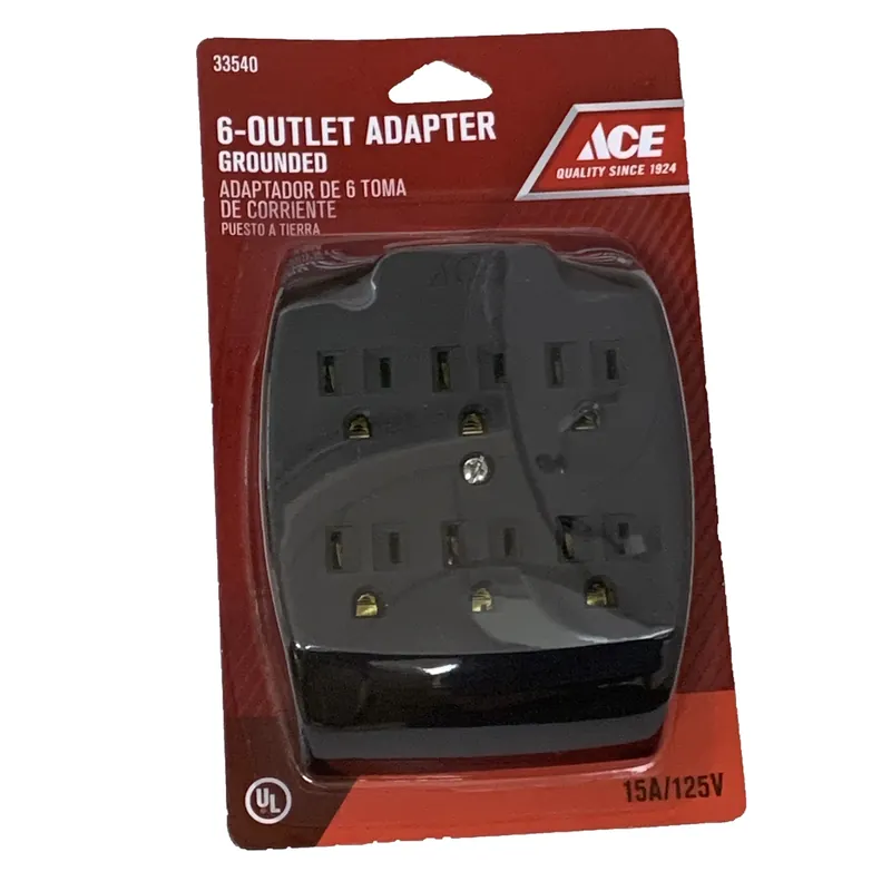 Ace Grounded 6 Outlets 6-Outlet Adapter 1 Pk
