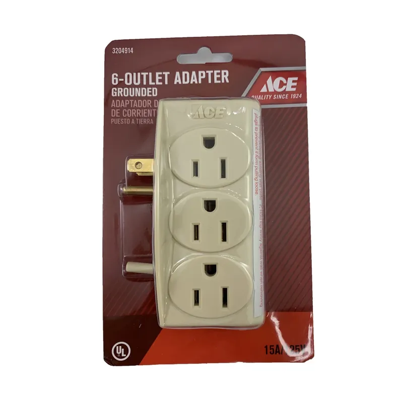 Ace Grounded 6 Outlets 6-Outlet Adapter 1 Pk