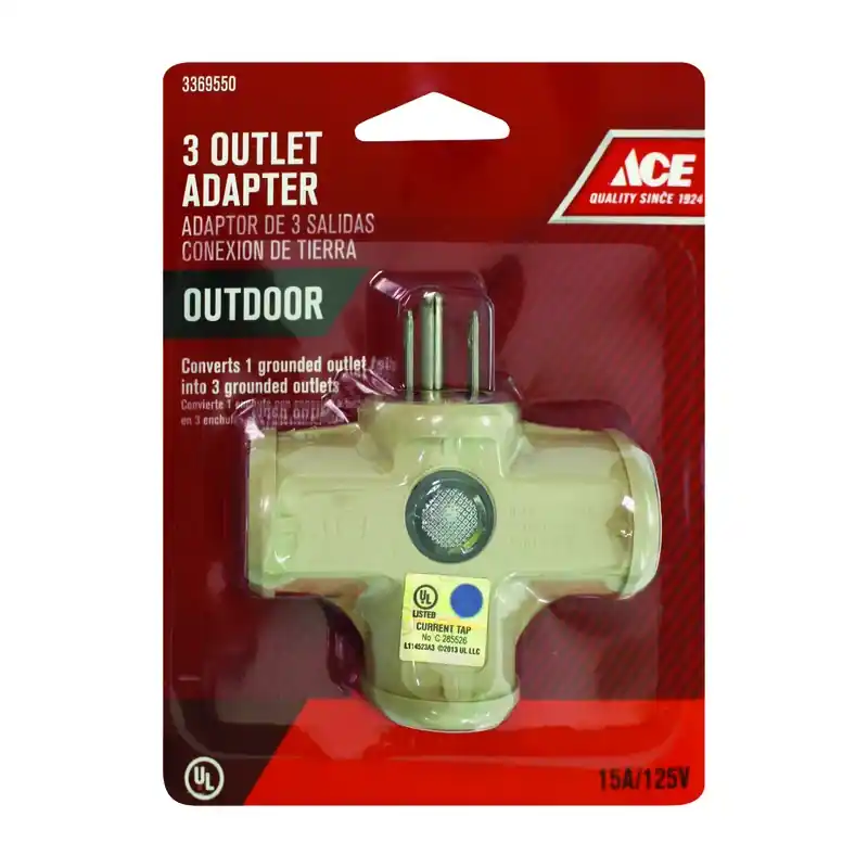 Ace Grounded 3 Outlets Triple Outlet Adapter 1 Pk