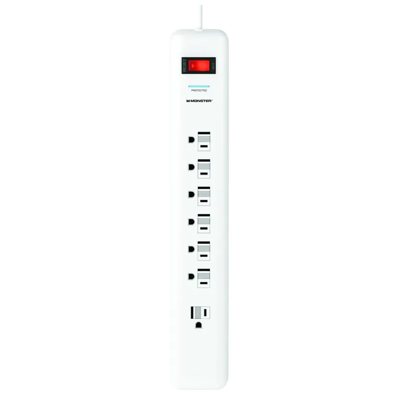 Just Power It Up 6 Ft. 7 Outlets Surge Protector Power Strip White 1080 Joules