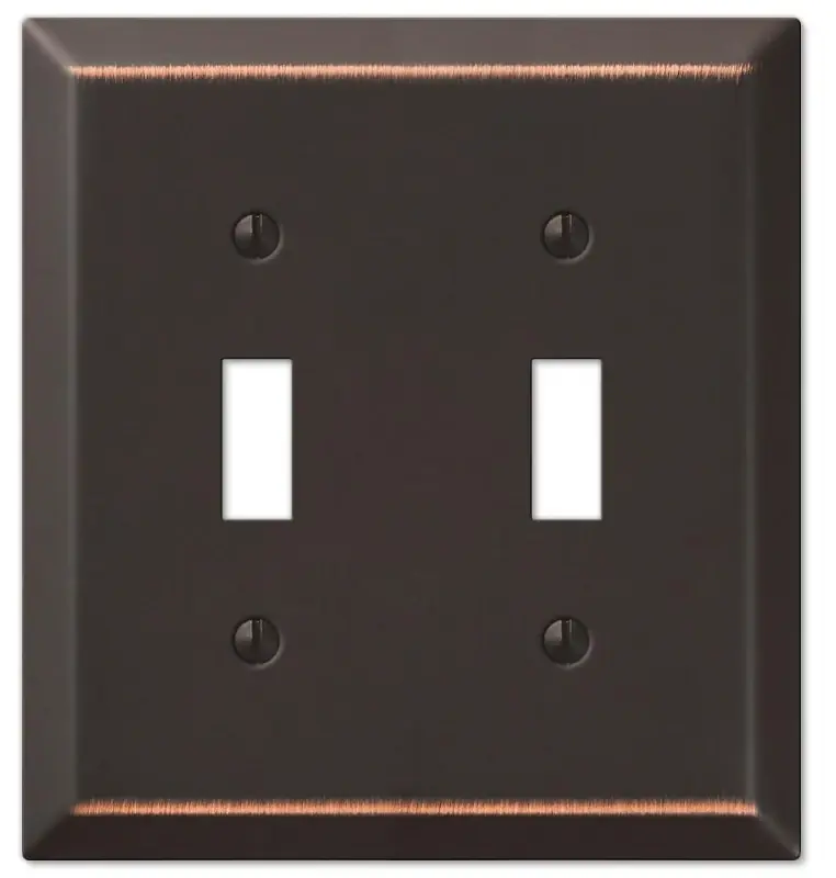 Amerelle Century Antique Bronze 2 Gang Stamped Steel Toggle Wall Plate 1 Pk