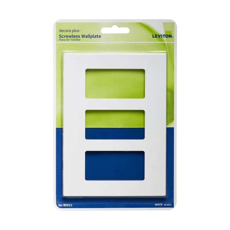 Leviton Decora Plus White 3 Gang Polycarbonate Decorator Screwless Wall Plate 1 Pk