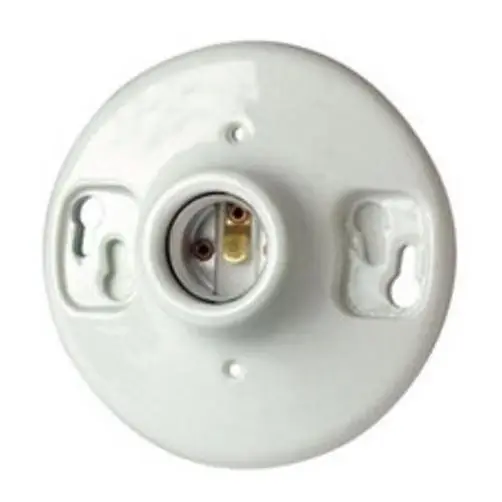 9875 Keyless Porcelain Lampholder, 600 Watt, Medium Base, Box Mount, White