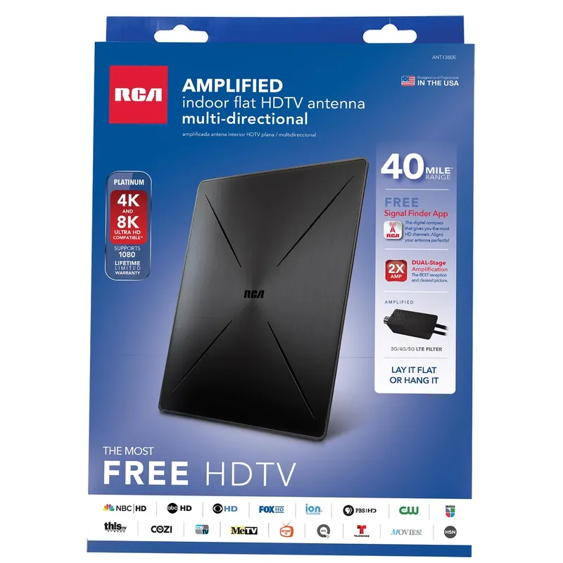 RCA Indoor HDTV Flat Antenna 1 Pk