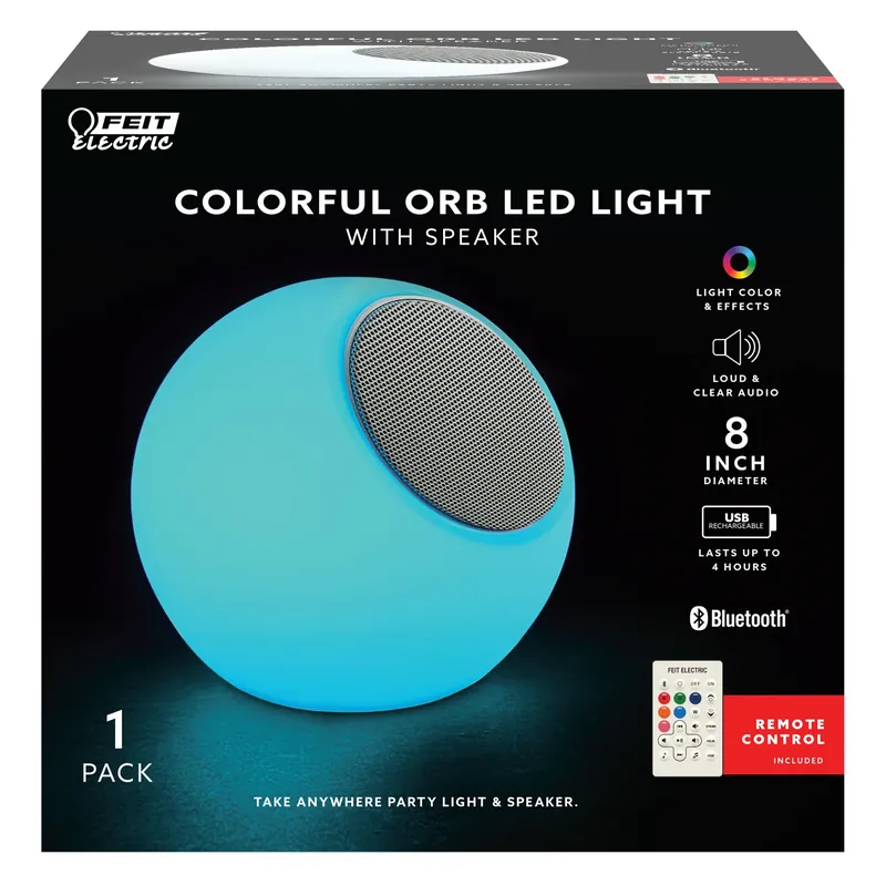 Wireless Bluetooth Weather Resistant Color Changing Speaker - Model Btorb8rgbwbat