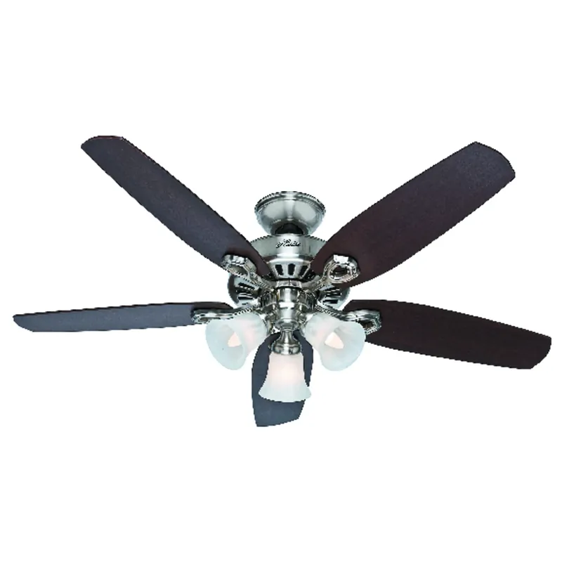 Builder Plus Ceiling Fan With Light, Brushed Nickel, 5 Blades, 52-In.