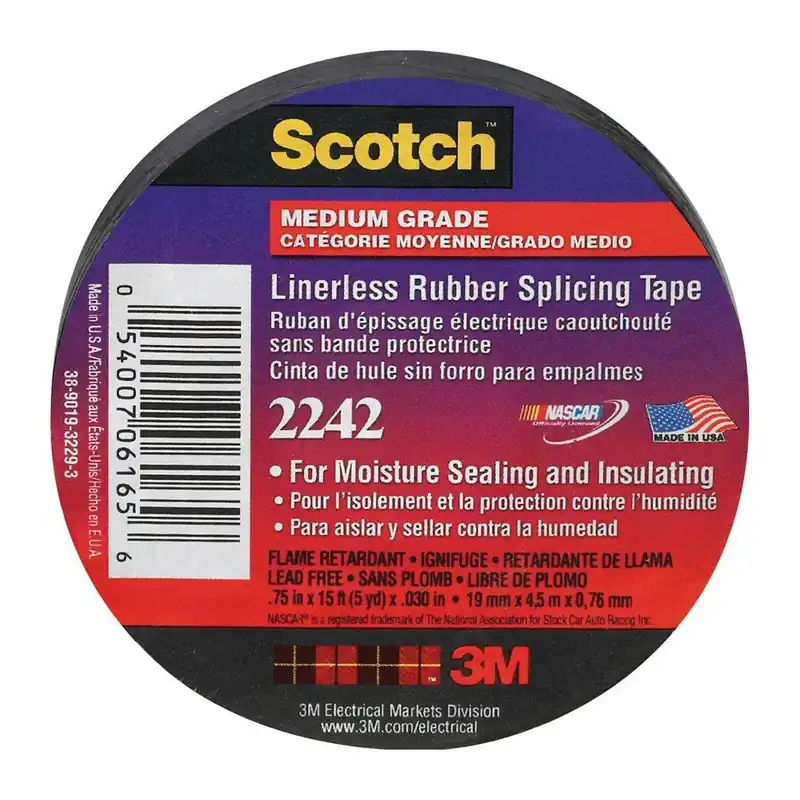 Scotch 2242 Rubber Splicing Electrical Tape 3/4 In. X 15 Ft. For Electrical Repairs