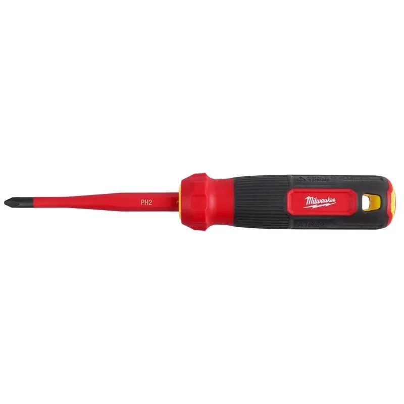 Milwaukee Red Polypropylene Multi‑Bit Screwdriver – Compact 1‑Piece