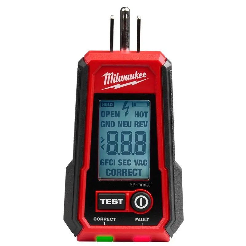 Milwaukee Digital Lcd Gfci Receptacle Tester With Visual Indicators
