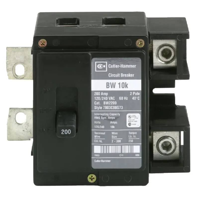 Bw 200 Amp Double-pole Standard Trip Main Circuit Breaker Model Bw2200
