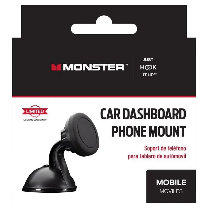 Monster Just Hook It Up Black Magnetic Car Phone Mount – Universal Fit