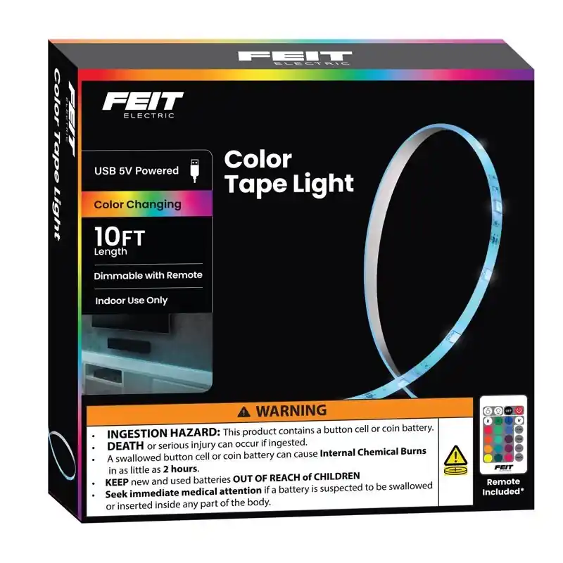 Feit 10 Ft Multicolored Plug-in Led Tape Light