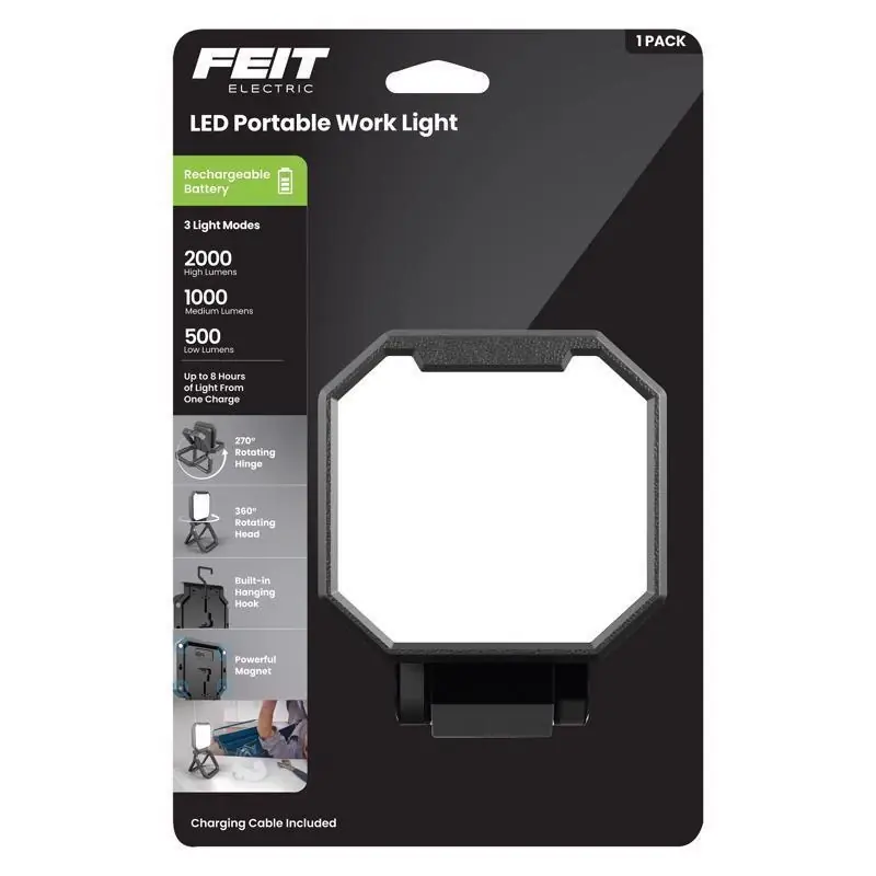 Feit 2000 Lumens Led Rechargeable Folding Worklight With Stand