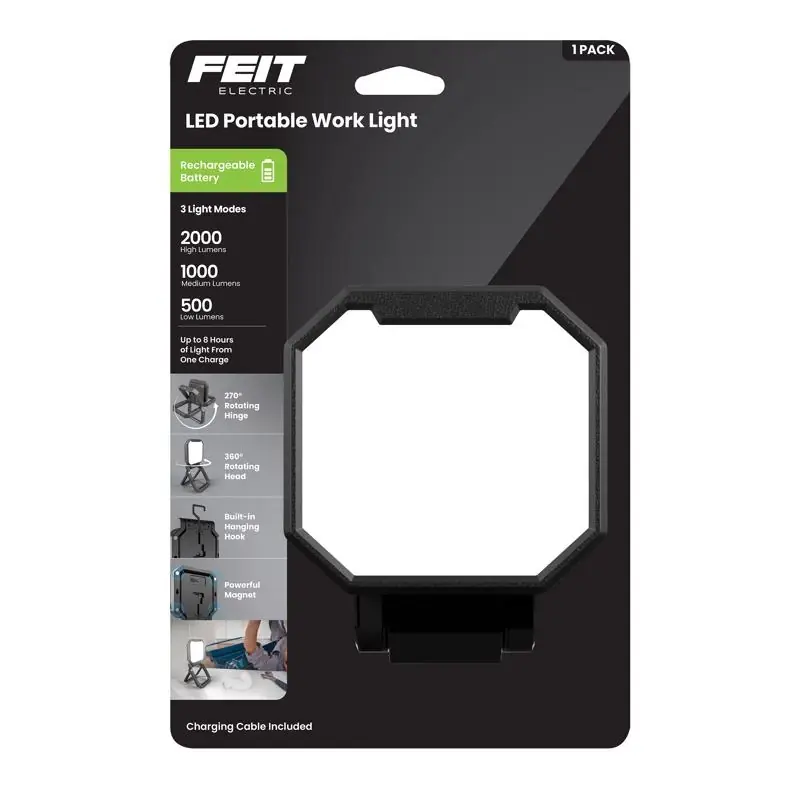 Feit Electric 1000 Lumens Led Rechargeable Hanging Hook Folding Worklight