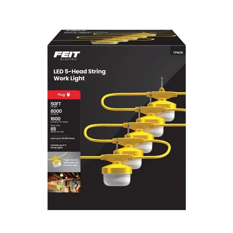 Feit Pro Series 8000 Lumens Led Corded String Linkable Work Light 50 Feet
