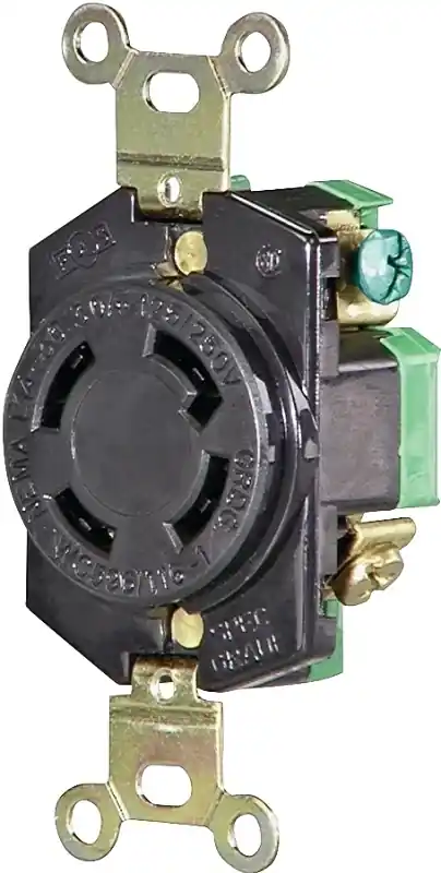 30 Amp 125/250-volt Hart-lock Industrial Grade Receptacle, Black And White, Model L1430r