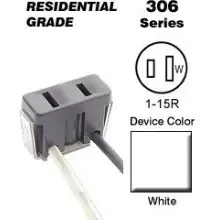 White Convenience Outlet 2-wire Fixture Plug With 3 Position Toggle Switch