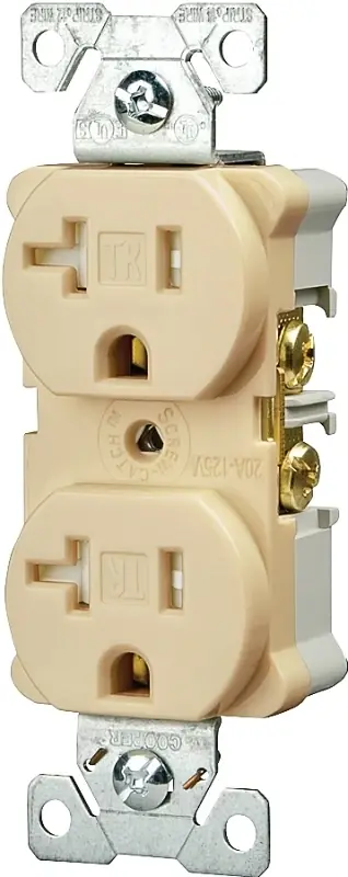 20 Amp 125-volt 3-wire 2-pole Commercial Grade Duplex Receptacle, Ivory - Model Trbr20v-bxsp