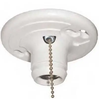 Lh-12p Lamp Holder, 250 V, 660 W, White With Pull Chain