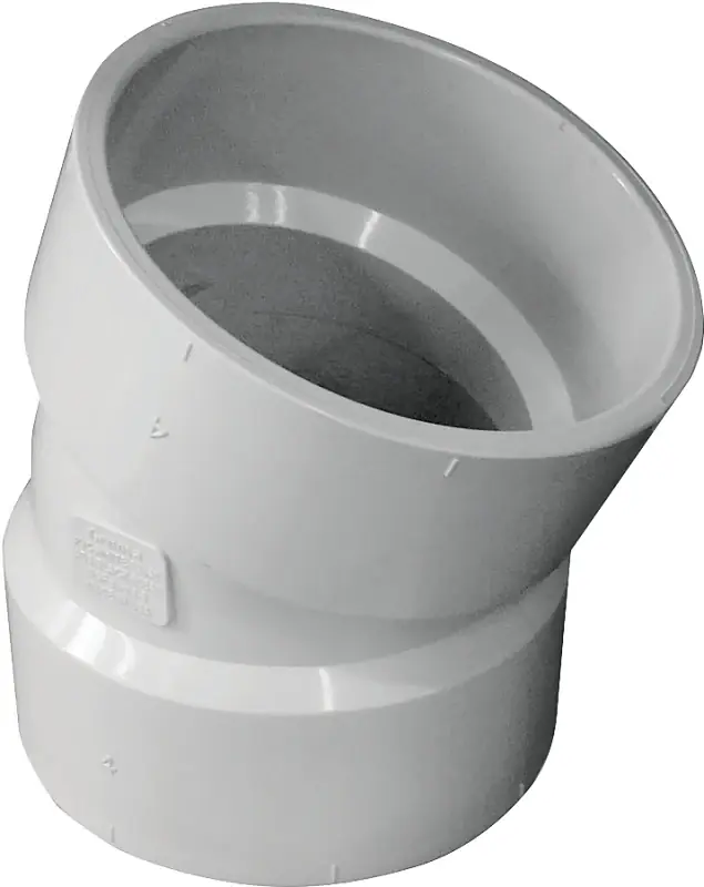 4 Inch Dwv Pvc 22.5 Degree Elbow Pipe Fitting - Model 192554