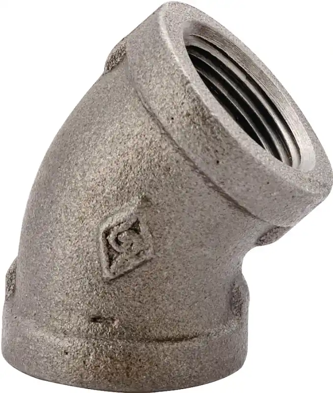 45 Degree Black Pipe Elbow, 1-1/4 In, Threaded, Solid Brass Construction