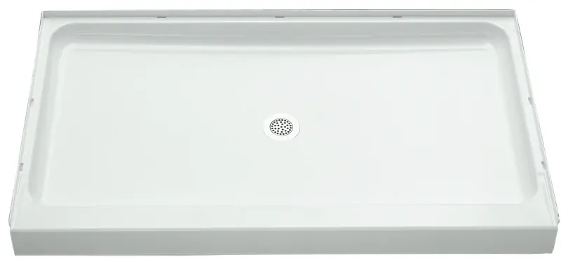 Shower Receptor Base, High Gloss White, 60 X 34-In.