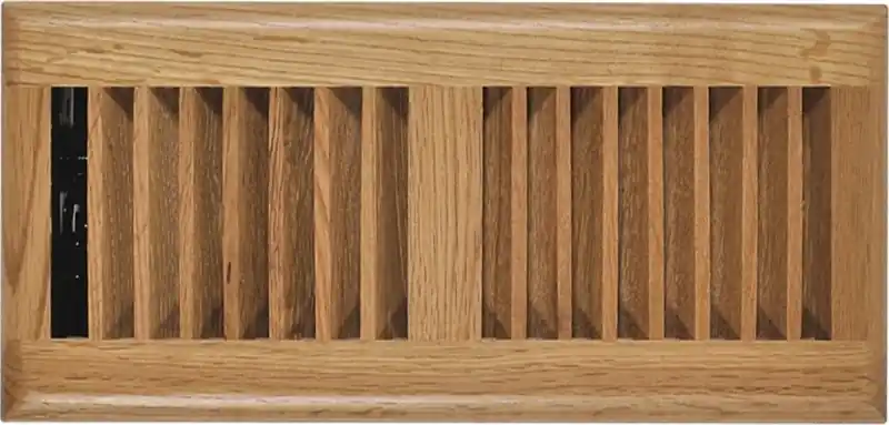 Floor Register, Oak Louvered Hardwood, 4 X 10 In.