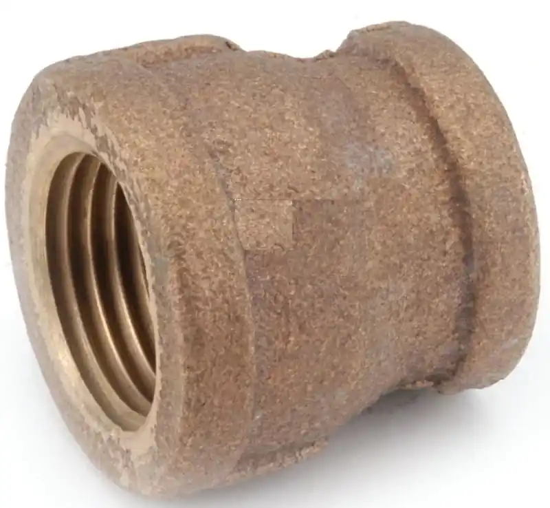 Pipe Fitting, Reducing Coupling, Lead Free Rough Brass, 3/4 X 1/2 In.