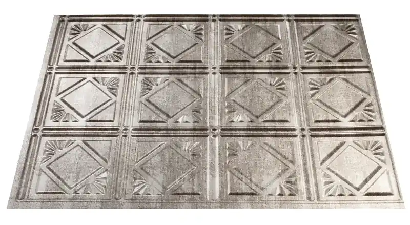 18 In X 24 In Silver Pvc Decorative Backsplash Panel For Kitchen And Bathroom
