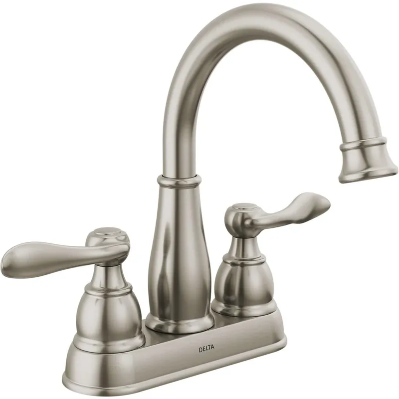 Delta Windemere Brushed Nickel Traditional Centerset Bathroom Sink Faucet 4 In.