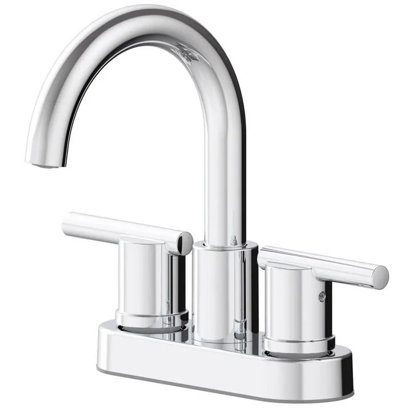 Oakbrook Collection Alexis Chrome Modern Centerset Bathroom Sink Faucet – High‑Arc Chrome Finish